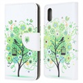 Style Series Samsung Galaxy Xcover 5 pénztárca tok - virágzó fa / zöld