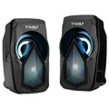 T-Wolf S11 sztereó PC hangszórók RGB világítással - fekete