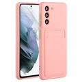 Samsung Galaxy S21 5G TPU tok kártyatartóval - Rózsaszín
