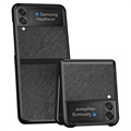 Texturált Samsung Galaxy Z Flip3 5G hibrid tok - fekete