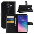 Samsung Galaxy A6+ (2018) pénztárca tok állvánnyal - fekete