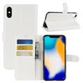 iPhone XS Max texturált pénztárca tok állvánnyal - fehér