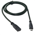 USB 3.1 Type-C / USB 3.1 Type-C hosszabbító kábel - fekete