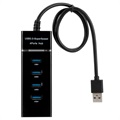 Univerzális 4 portos SuperSpeed USB 3.0 hub - fekete