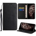 Samsung Galaxy S22 5G pénztárca tok - szénszálas - fekete