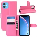 iPhone 11 pénztárca tok mágneses zárással - forró rózsaszín