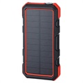 Vízálló napelemes bank/vezeték nélküli töltő - 20000 mAh - piros
