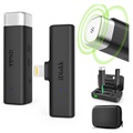 iDiskk vezeték nélküli csíptetős mikrofon töltőtokkal - Villám - fekete