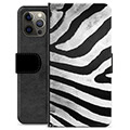 iPhone 12 Pro Max Premium pénztárca tok - Zebra