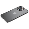 iPhone 13 Mini fém lökhárító edzett üveg hátlappal - fekete