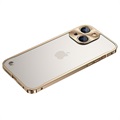 iPhone 13 Mini fém lökhárító edzett üveg hátlappal - arany