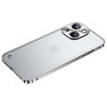 iPhone 13 Mini fém lökhárító edzett üveg hátlappal - ezüst