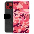 iPhone 13 Mini Premium pénztárca tok - rózsaszín terepszínű