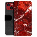 iPhone 13 Mini Premium pénztárca tok - vörös márvány