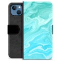 iPhone 13 Premium pénztárca tok - kék márvány