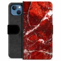 iPhone 13 Premium pénztárca tok - vörös márvány