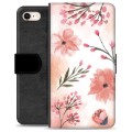 iPhone 7/8/SE (2020)/SE (2022) prémium pénztárca tok – rózsaszín virágok