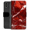 iPhone X / iPhone XS prémium pénztárca tok - vörös márvány
